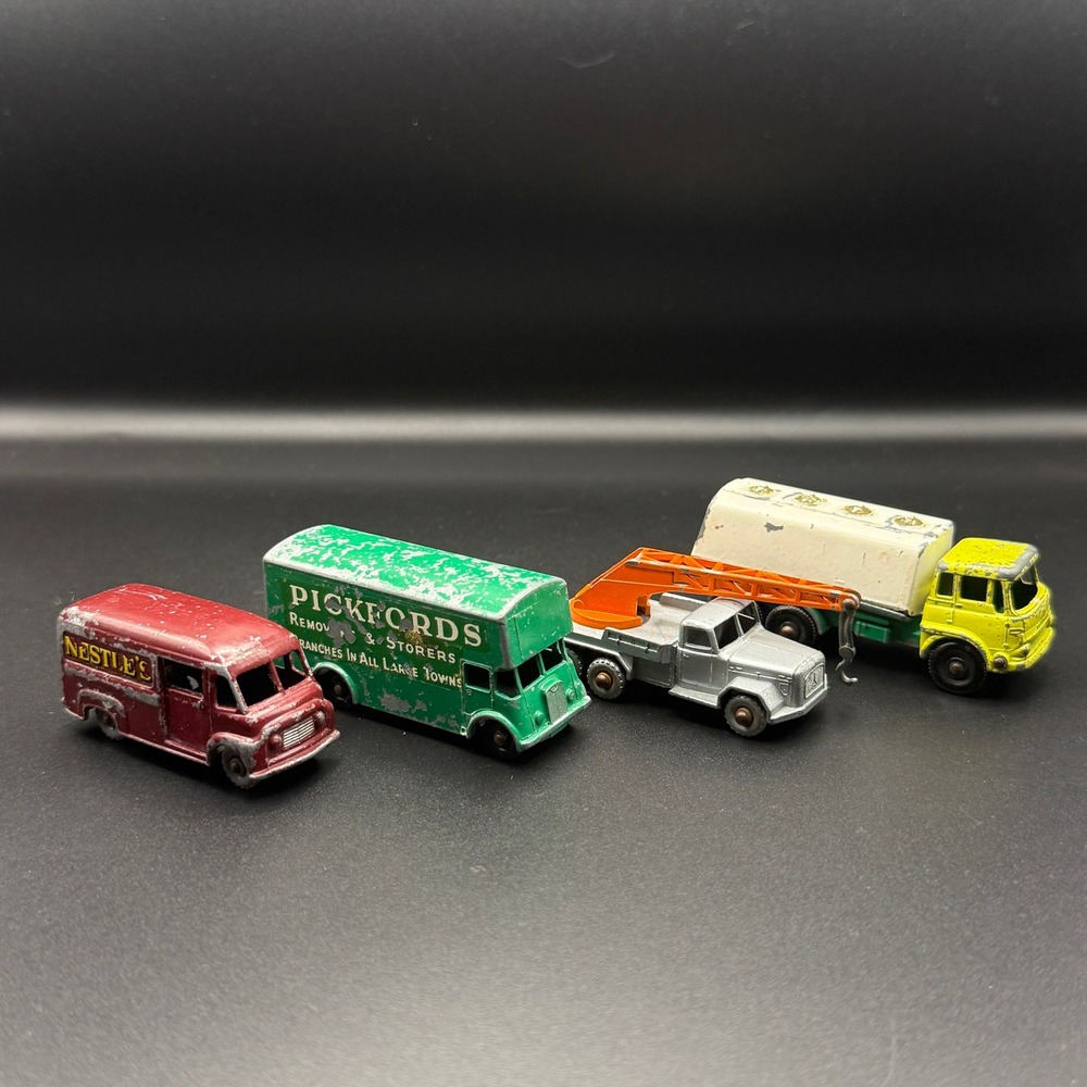 Vintage Lesney Matchbox Lot No 30 Crane No 46 Pickfords No 25 BP Tanker England